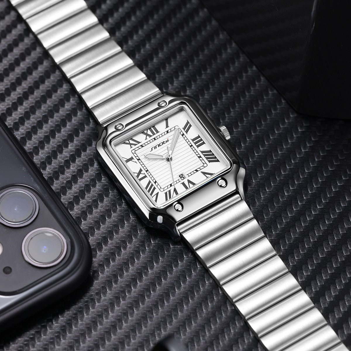 Onyx men's Roman numeral watch, view 7