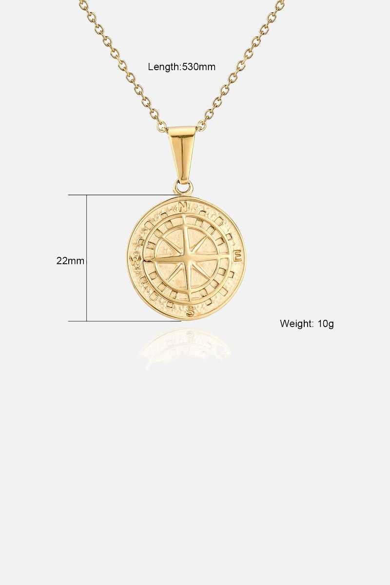 Compass Pendant Necklace men's stainless steel compass pendant necklace, view 2