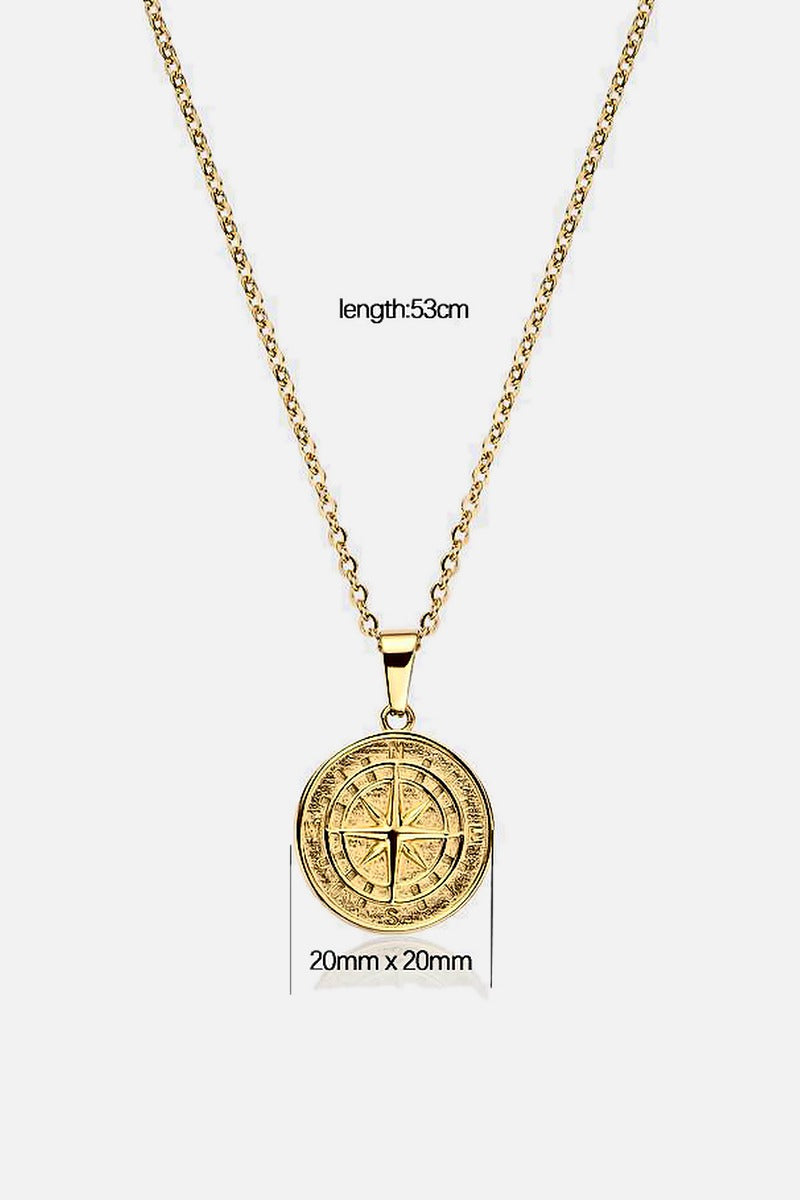 Compass Pendant Necklace men's stainless steel compass pendant necklace, view 3