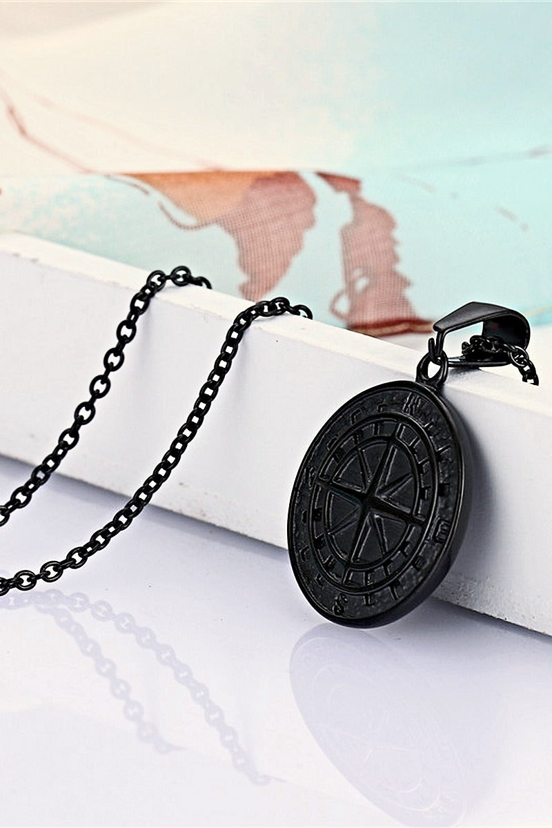 Compass Pendant Necklace men's stainless steel compass pendant necklace, view 5