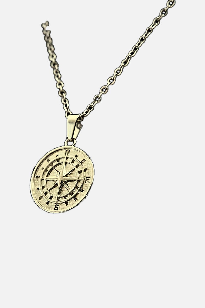 Compass Pendant Necklace men's stainless steel compass pendant necklace, view 8
