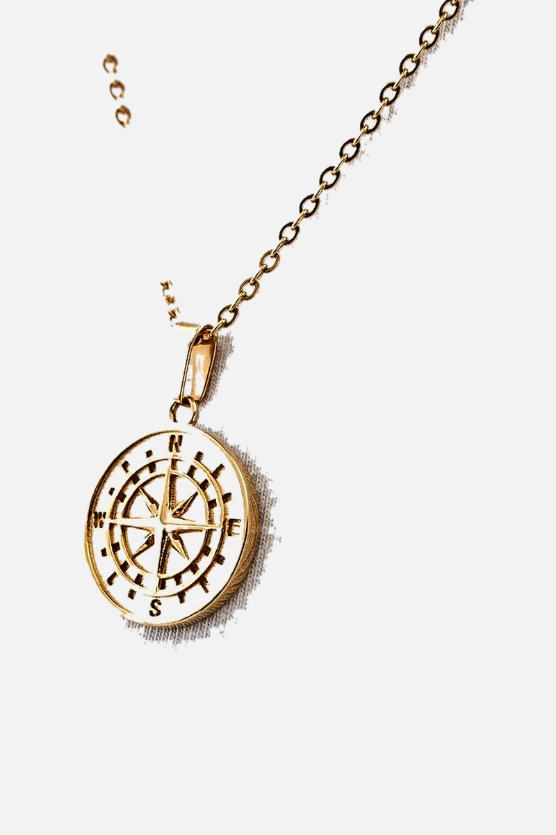 Compass Pendant Necklace men's stainless steel compass pendant necklace, view 9