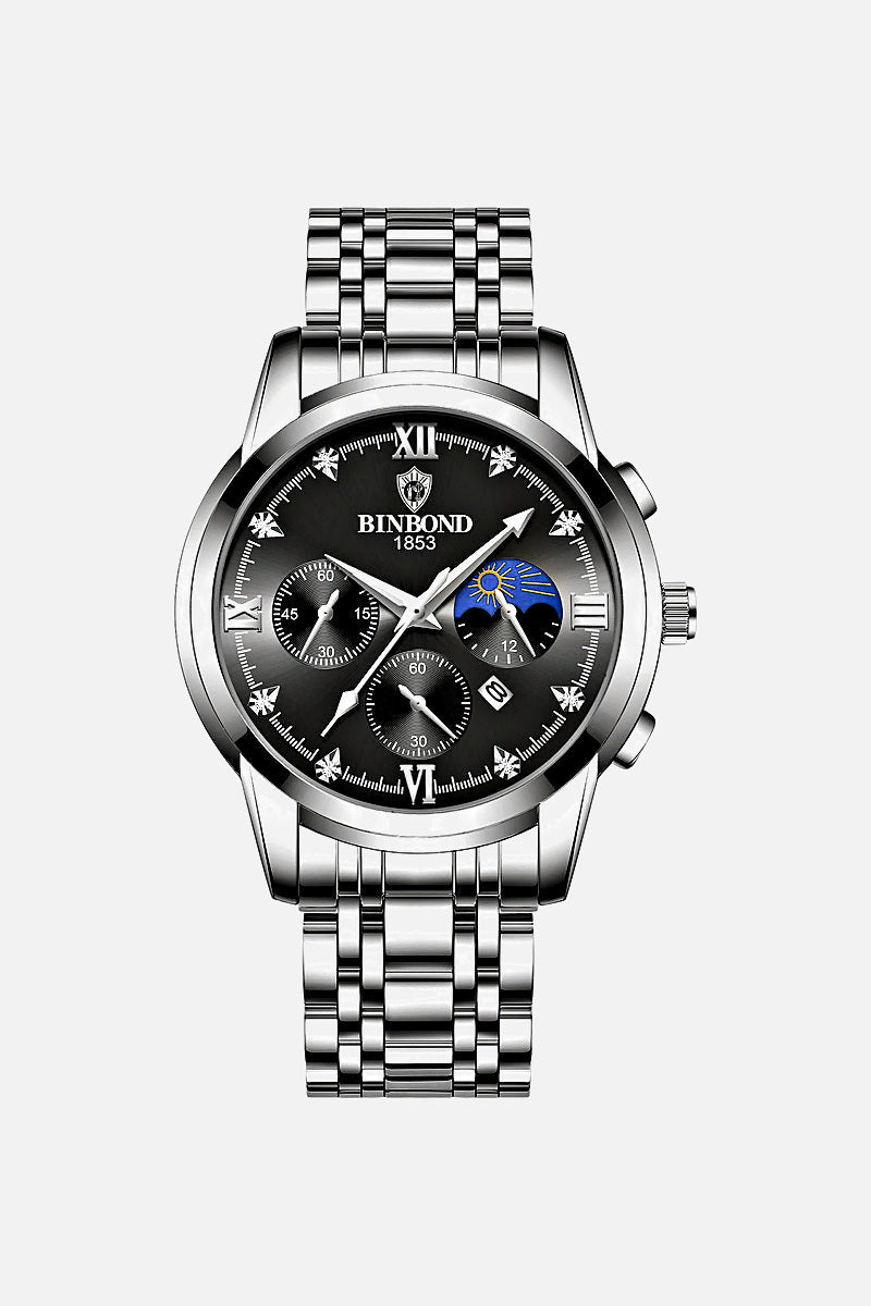 Old Money men's leather strap watch, view 3