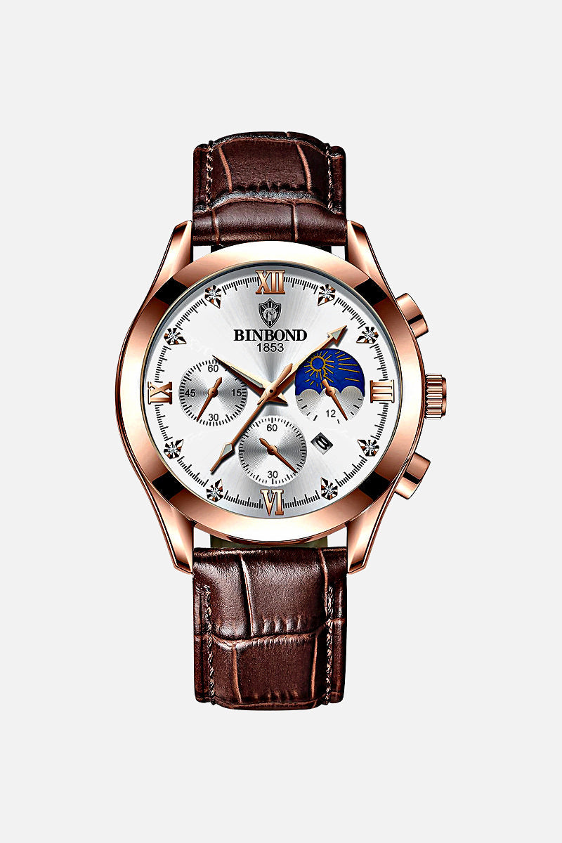 Old Money men's watch with leather strap