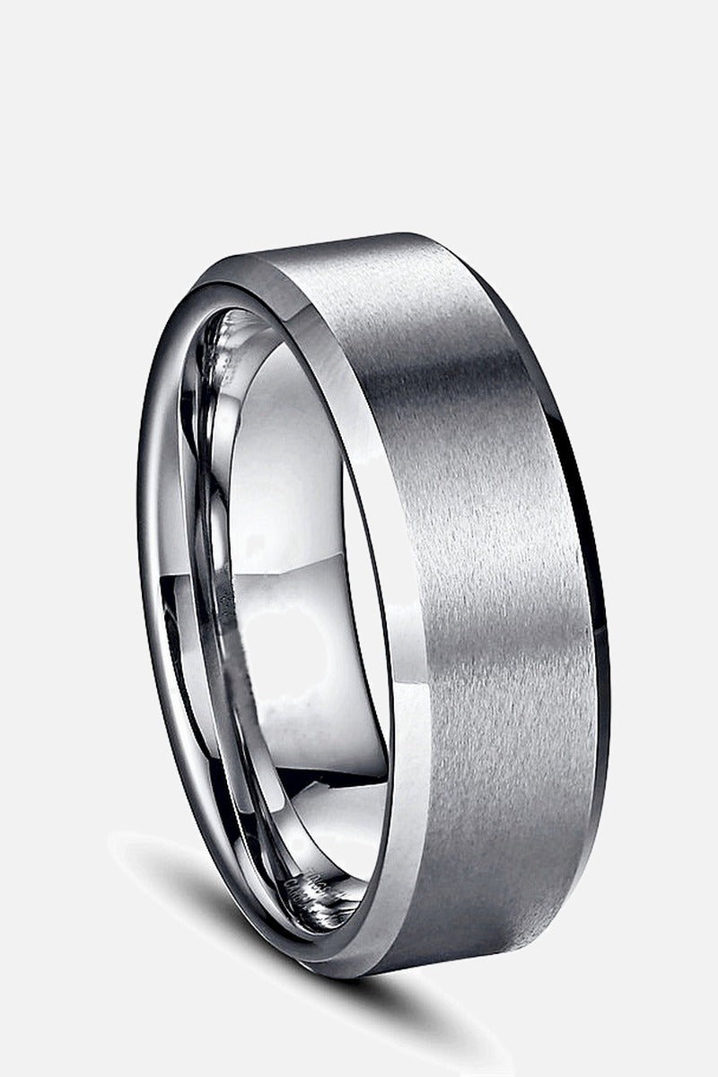 Polished Steel Band men's 8mm polished stainless steel ring, view 4