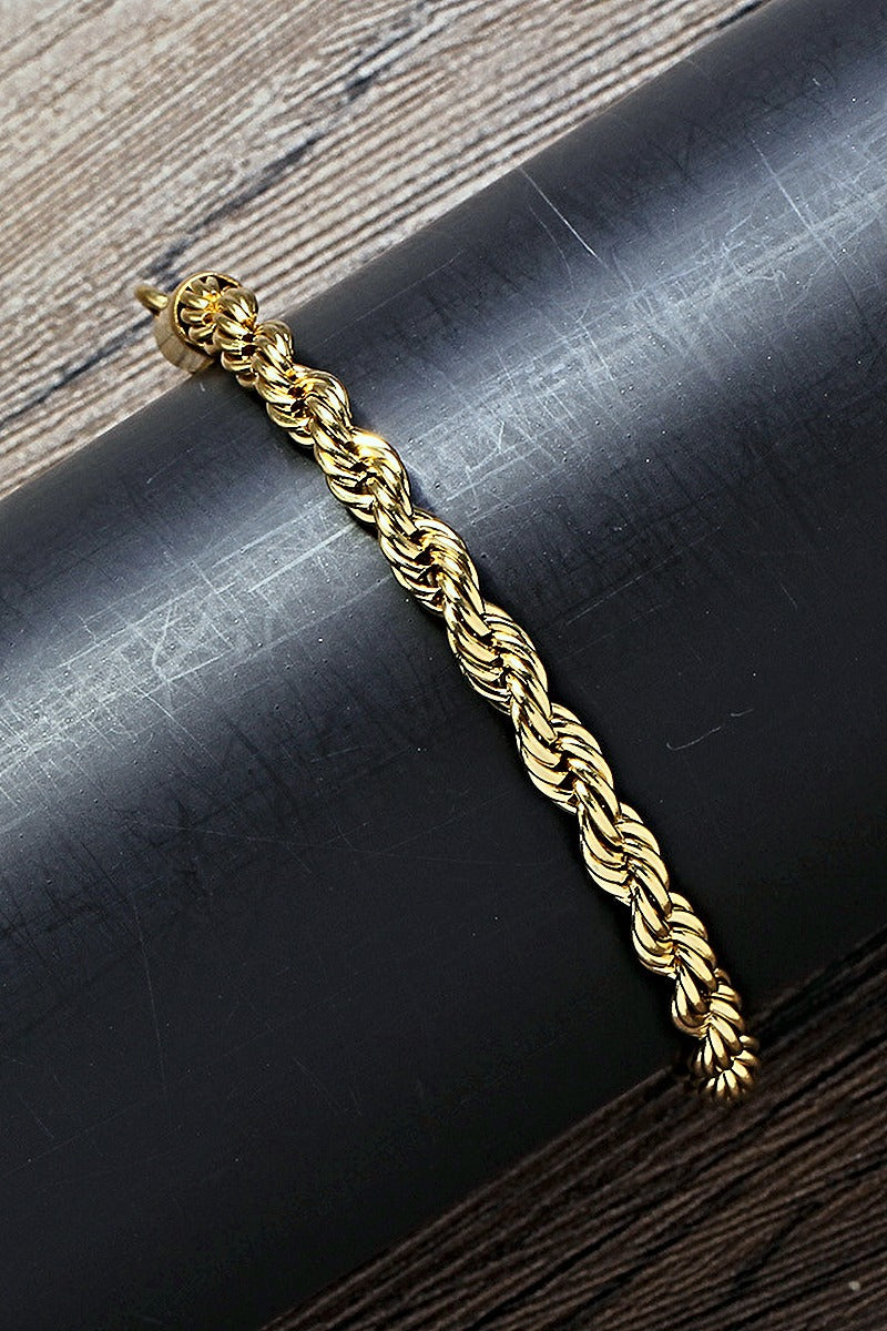 Twisted Rope Bracelet men's twisted rope stainless steel bracelet, view 3
