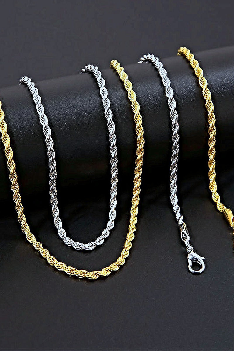 Twisted Rope Necklace men's twisted rope chain necklace, view 3